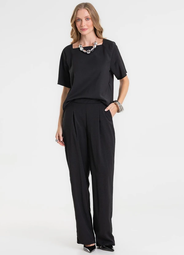 Rovitex - Blusa Decote Quadrado em Tecido Preto 3