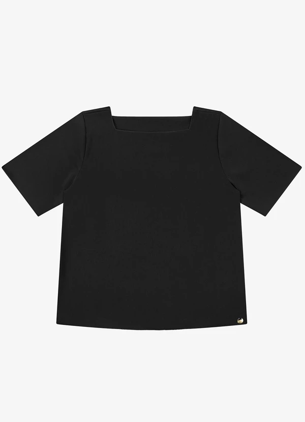 Rovitex - Blusa Decote Quadrado em Tecido Preto 5