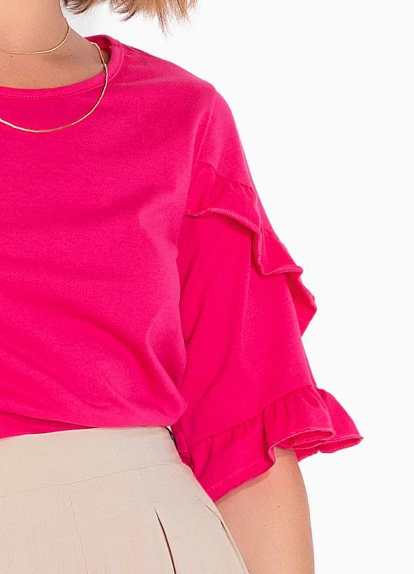Queima Estoque - Blusa Decote Redondo e Mangas com Babado Pink 3