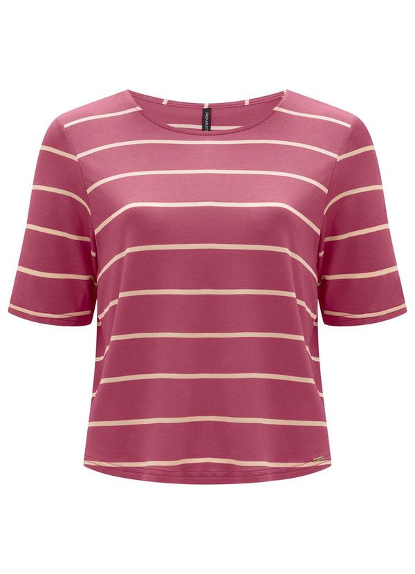 Lunender - Blusa Decote Redondo em Malha Listrada Vermelho 5