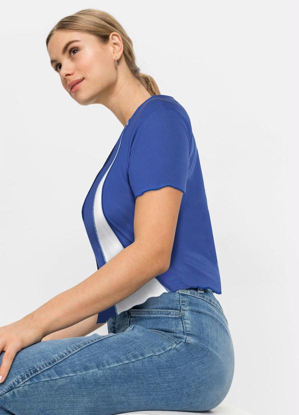 Outlet - Blusa Decote Redondo Manga Curta Azul 3