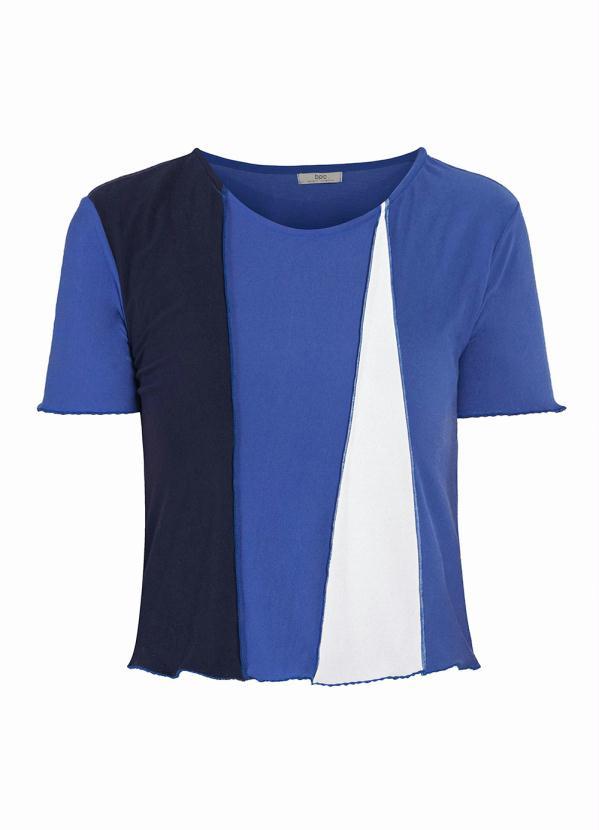 Outlet - Blusa Decote Redondo Manga Curta Azul 2