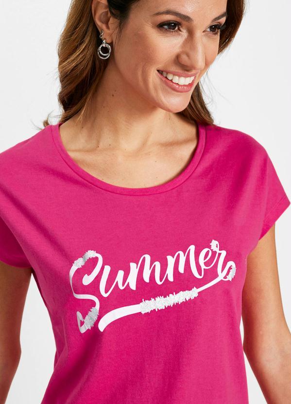 Outlet - Blusa Decote Redondo Manga Curta Pink 4
