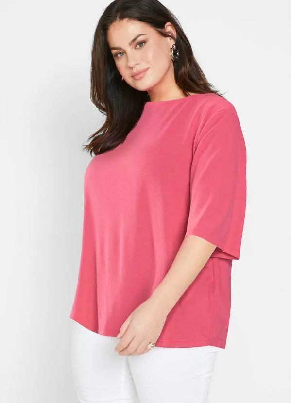 bonprix - Blusa Decote Redondo Pink 4