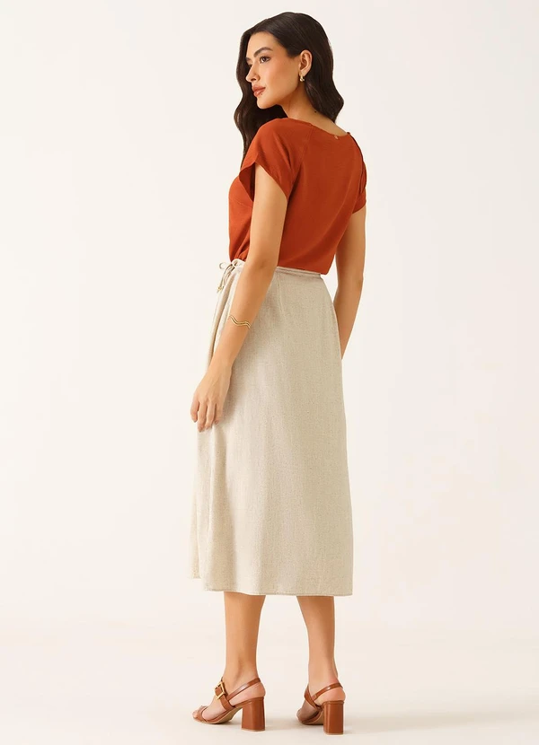 Principessa - Blusa Manga Curta Decote Redondo em Crepe Terracota Rosane 5