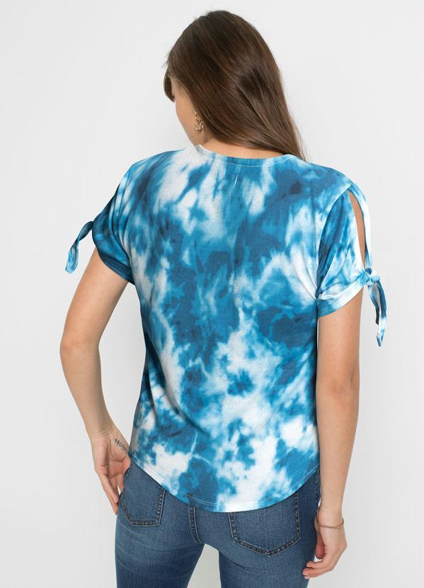 Outlet - Blusa Decote Transpassado Tie Dye Azul 4