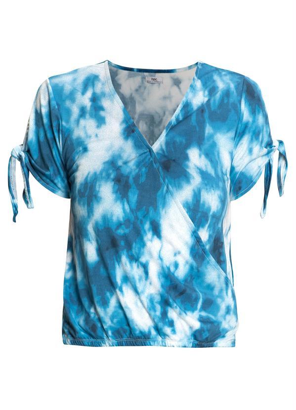 Outlet - Blusa Decote Transpassado Tie Dye Azul 2