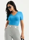 Cativa - Blusa Decote V Canelada Bege - variação: Azul