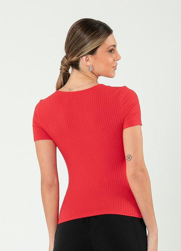 Cativa - Blusa Decote V Canelada Vermelho 2
