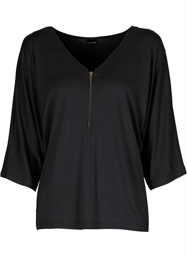 bonprix - Blusa Decote V com Zíper Preto 10