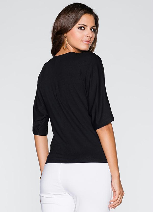 bonprix - Blusa Decote V com Zíper Preto 2