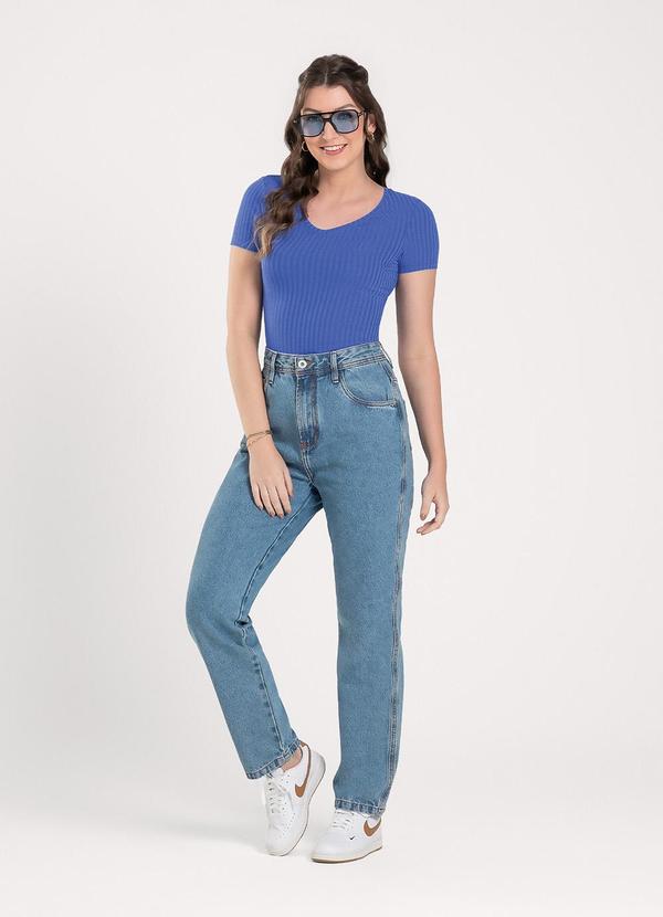 Cativa - Blusa Decote V em Canelado Azul 4