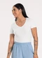 Cativa - Blusa Manga Curta em Canelado Rosa - variação: Branco