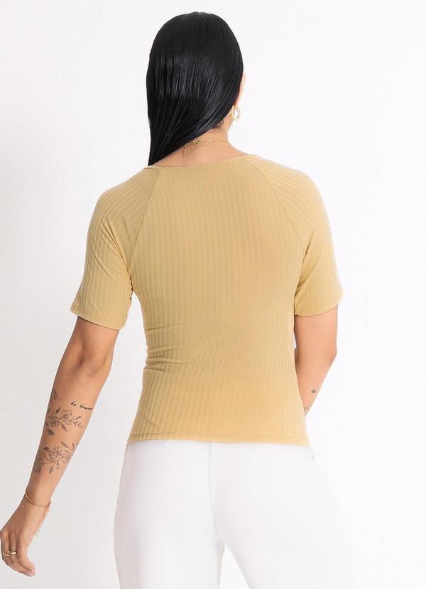 Habana - Blusa Decote V em Canelado  Caramelo 2