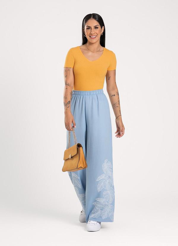 Cativa - Blusa Decote V em Canelado Laranja 3