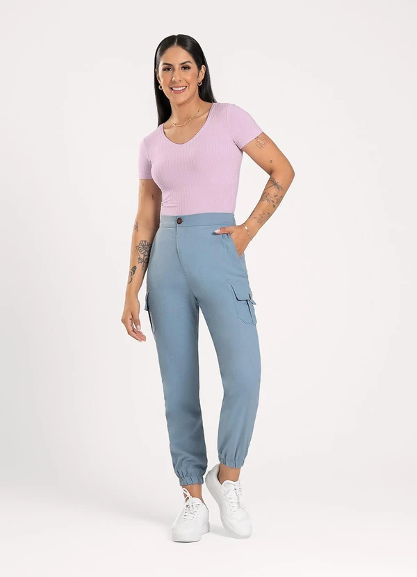 Cativa - Blusa Decote V em Canelado Lilás 3