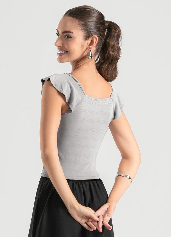 Cativa - Blusa Decote V em Malha Cinza 2