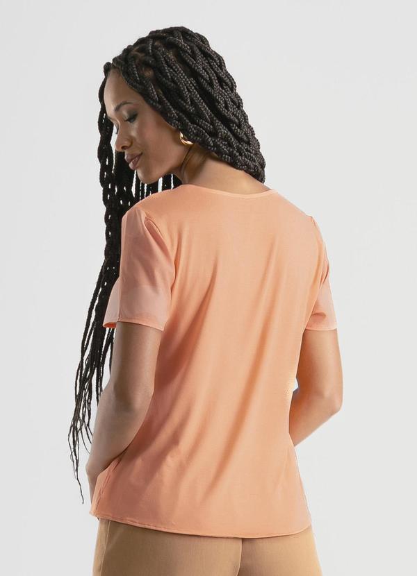 Cativa - Blusa Decote V em Misturinha Laranja Claro 2