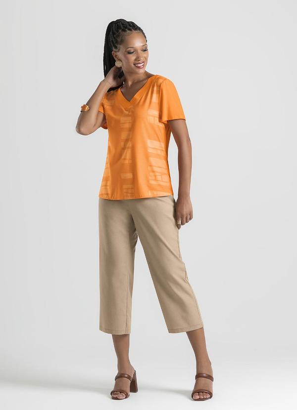 Cativa - Blusa Decote V em Misturinha Laranja 3