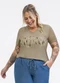 Habana - Blusa Decote V em Misturinha Marrom Claro - variação: Marrom Claro
