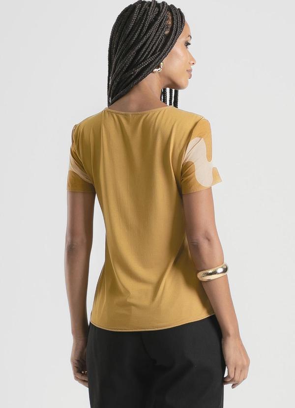 Cativa - Blusa Decote V em Misturinha Marrom 2