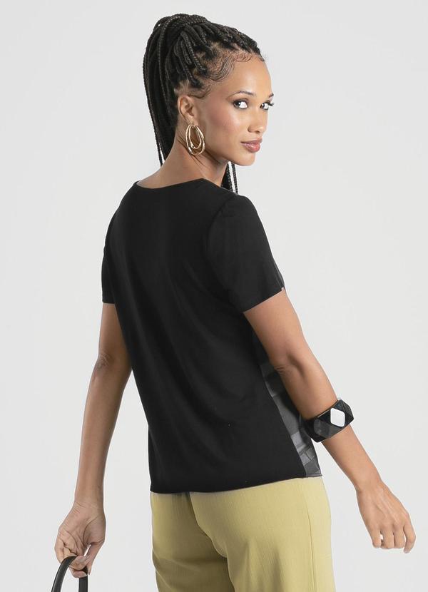 Cativa - Blusa Decote V em Misturinha Preto 2