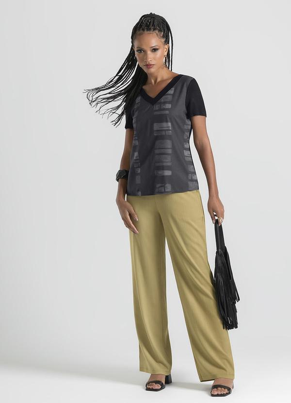 Cativa - Blusa Decote V em Misturinha Preto 3