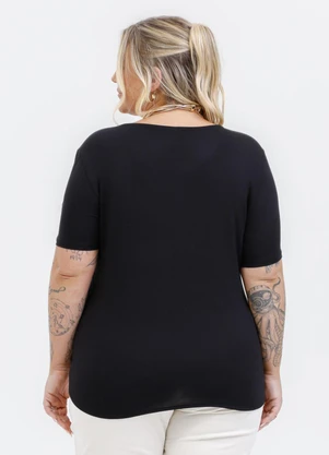 Habana - Blusa Decote V em Misturinha Preto - HABANA