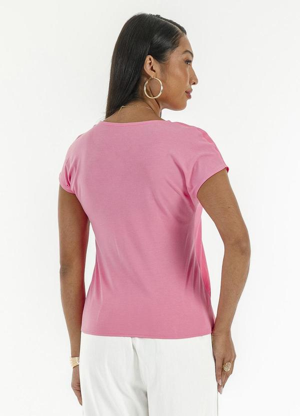 Habana - Blusa Decote V em Misturinha Rosa  2