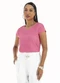 Habana - Blusa Decote V em Misturinha Cinza - variação: Rosa