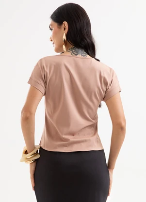 Cativa - Blusa Decote V em Viscose com Elastano Marrom - CATIVA