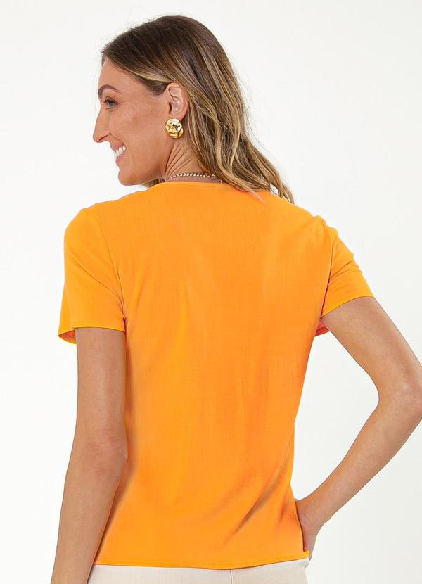 Cativa - Blusa Decote V em Viscose Laranja 2