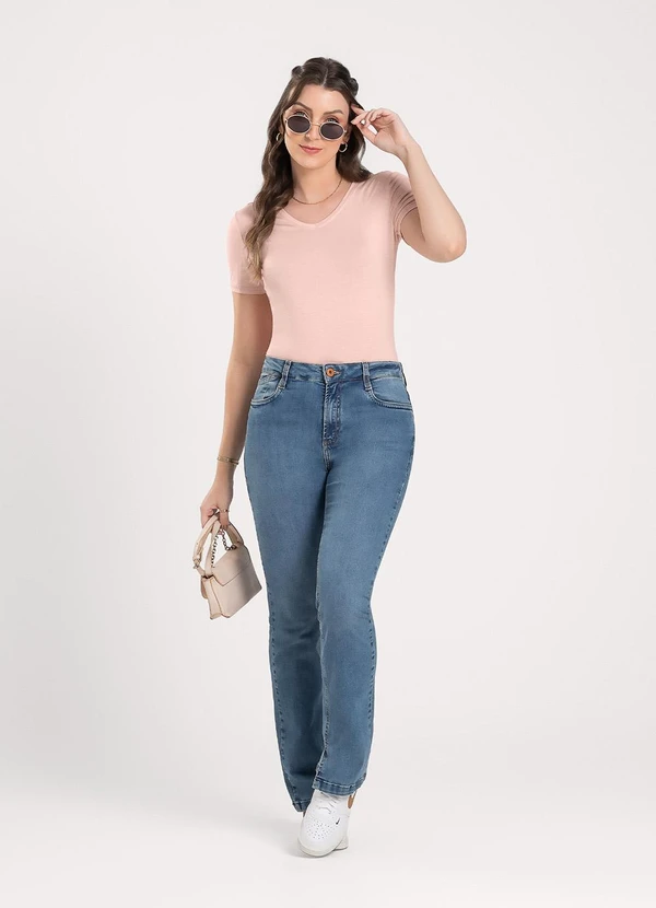 Cativa - Blusa Decote V em Viscose Rosa Claro 3