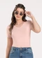 Cativa - Blusa Decote V em Viscose Bege - variação: Rosa Claro