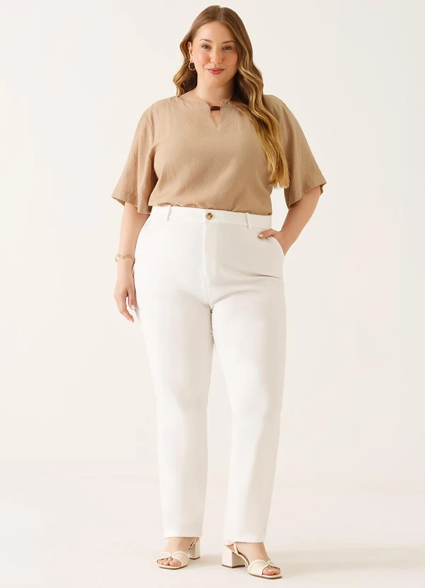 Principessa - Blusa Decote V em Viscose Bege Rosemary 6