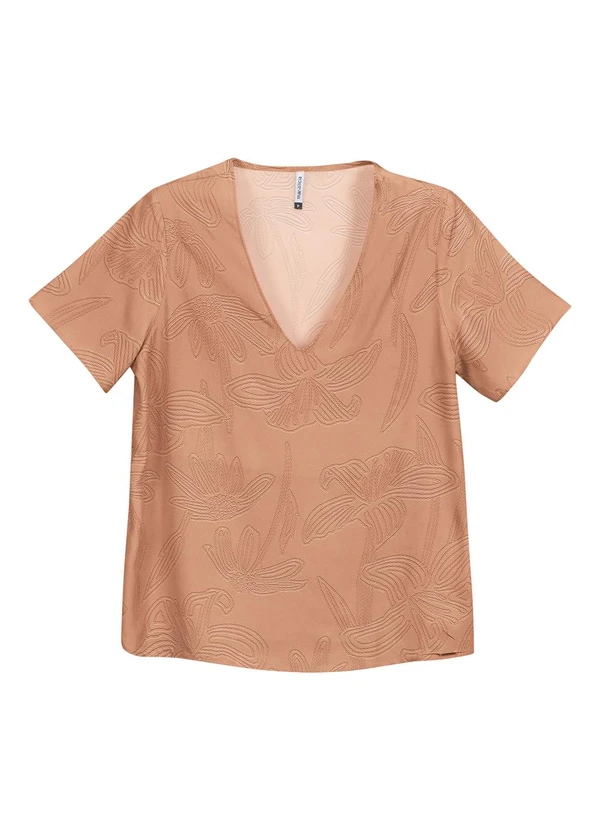 Marialícia - Blusa Decote V Floral Marrom 3