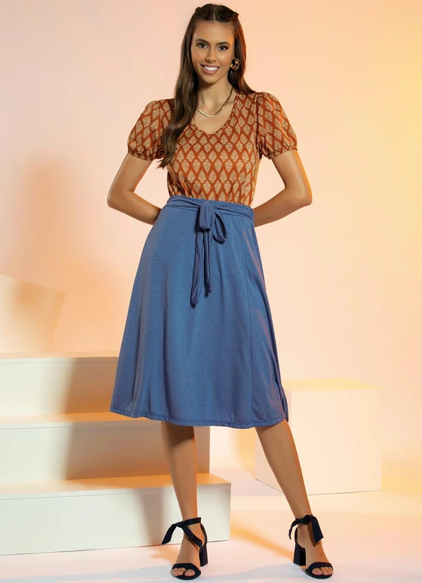 Rosalie - Blusa Decote V Folhas Ferrugem 3