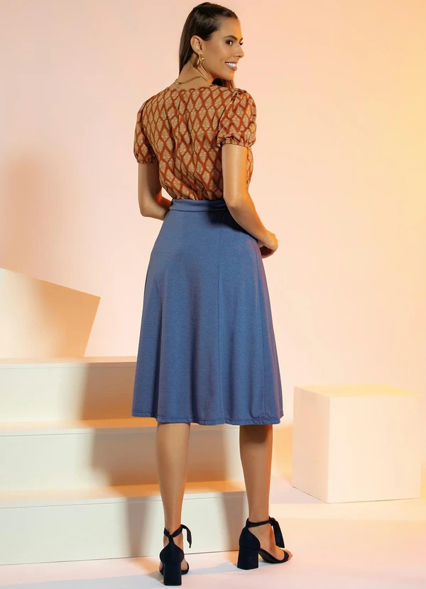 Rosalie - Blusa Decote V Folhas Ferrugem 4