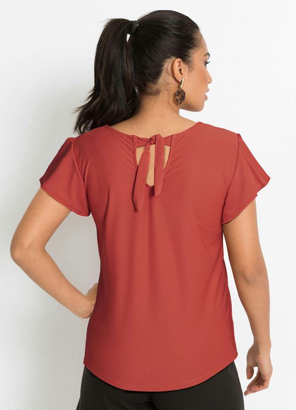 Outlet - Blusa Decote V Manga Curta Ferrugem 2