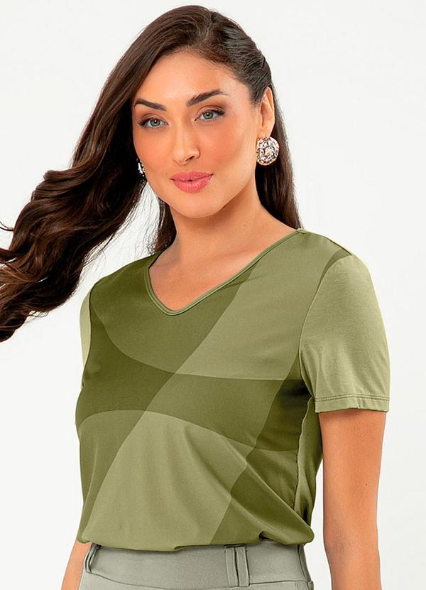 Cativa - Blusa Decote V Misturinha Verde