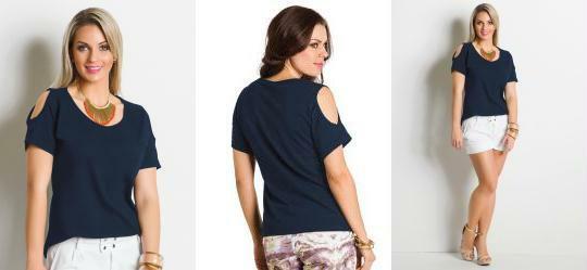 Blusa Detalhe com Recortes Marinho