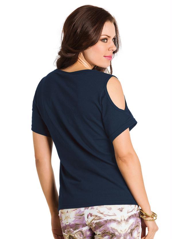 Moda Pop - Blusa Detalhe com Recortes Marinho 7