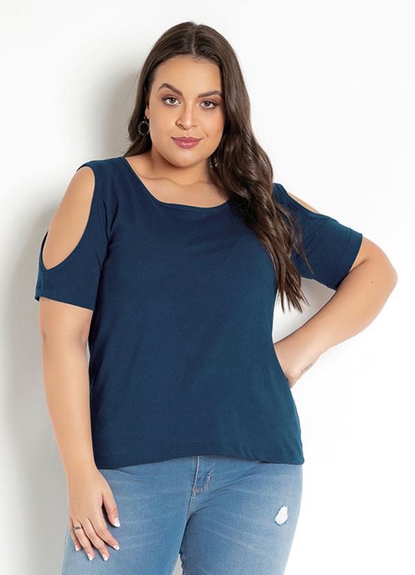 Moda Pop - Blusa Detalhe com Recortes Marinho 5