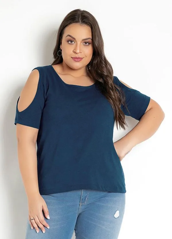 Moda Pop - Blusa Detalhe com Recortes Marinho 4