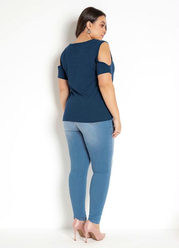 Moda Pop - Blusa Detalhe com Recortes Marinho 2