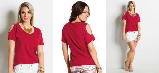 Blusa Detalhe com Recortes Vermelha