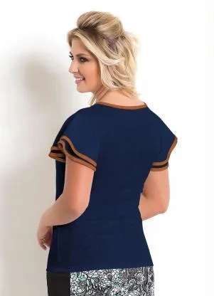 Rosalie - Blusa Detalhe em CarameloMarinho - ROSALIE