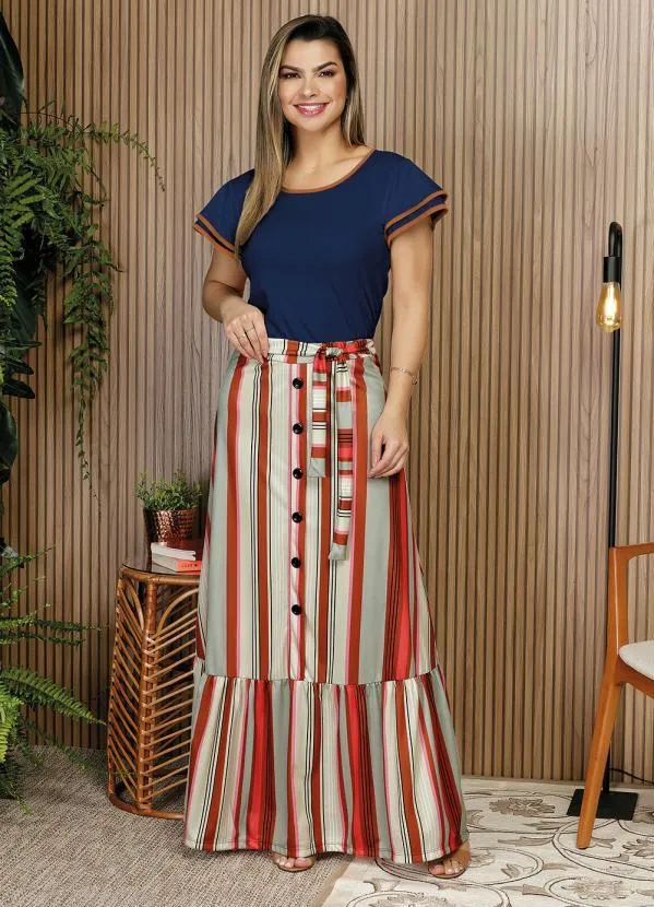 Rosalie - Blusa Detalhe em CarameloMarinho 7