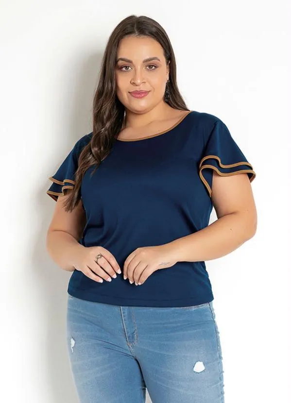 Rosalie - Blusa Detalhe em CarameloMarinho 4