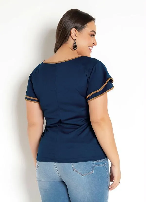 Rosalie - Blusa Detalhe em CarameloMarinho 3
